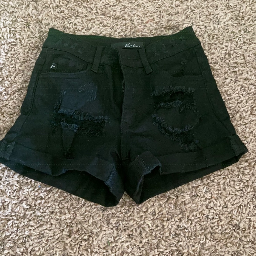 Black denim shorts